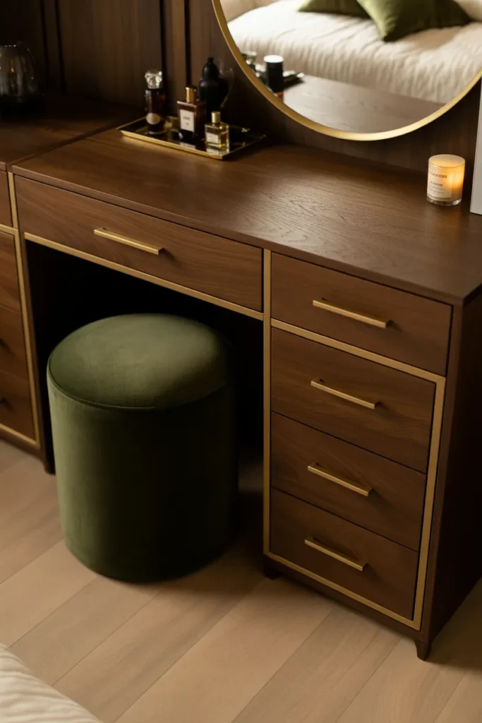 Gold-Accented Wood Vanity