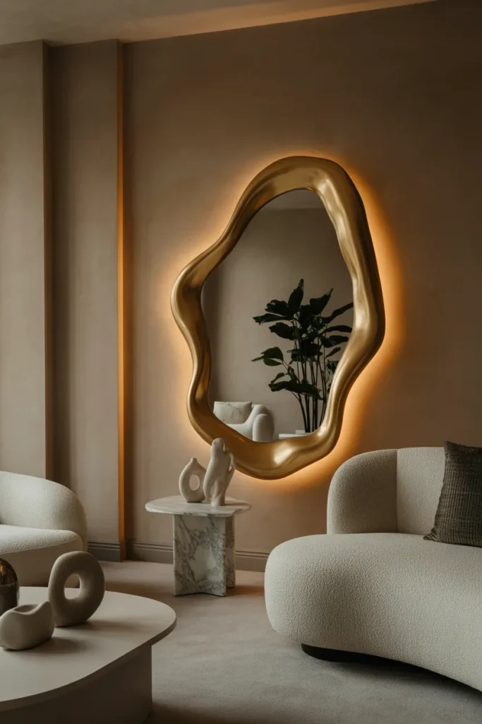 Gold Sculptural Mirror