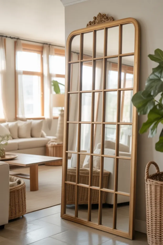 Gold Windowpane Mirror