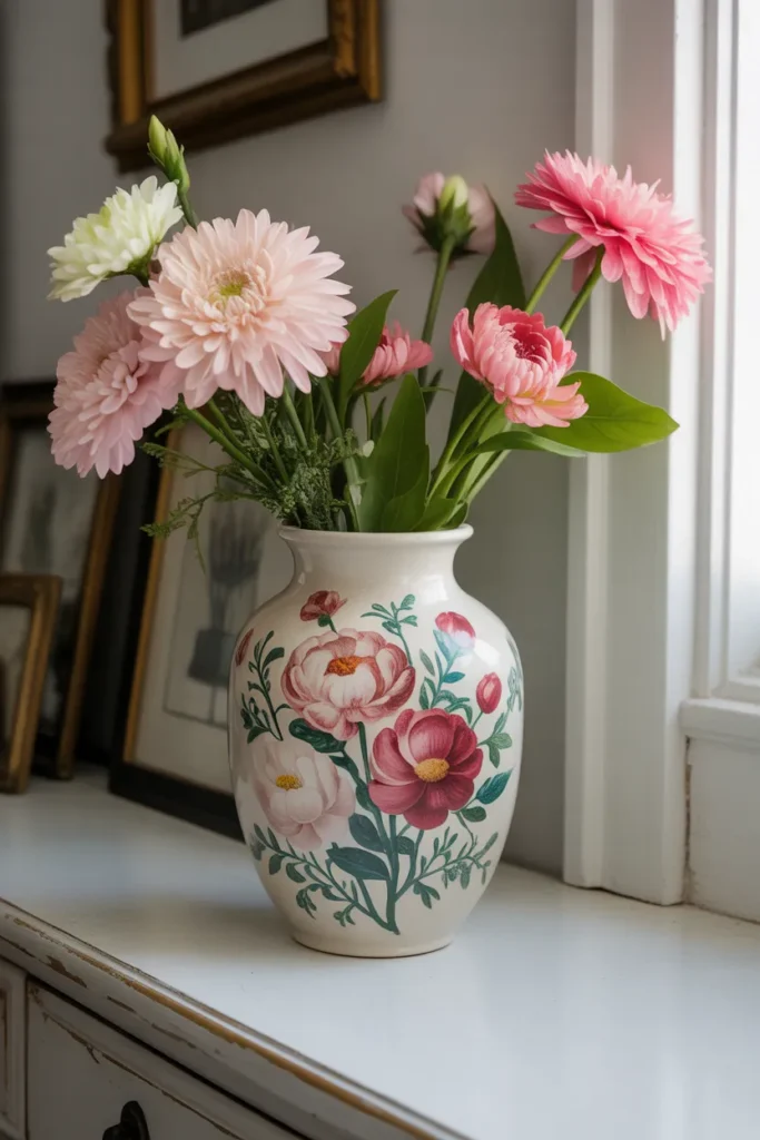 Hand-Painted Floral Vase