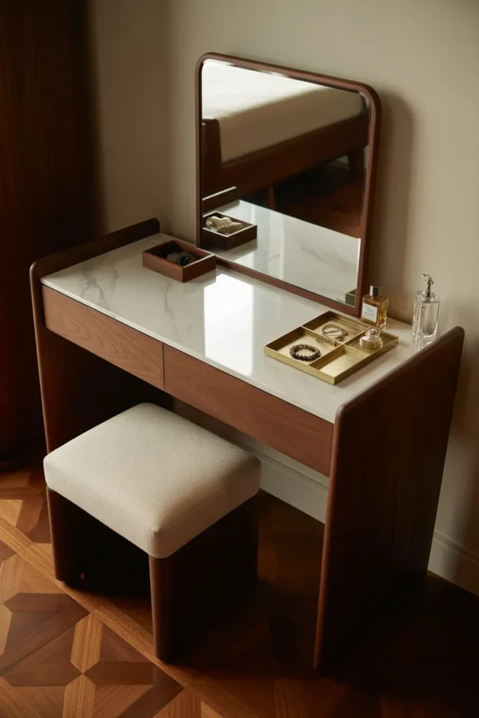 Marble-Top Wooden Vanity