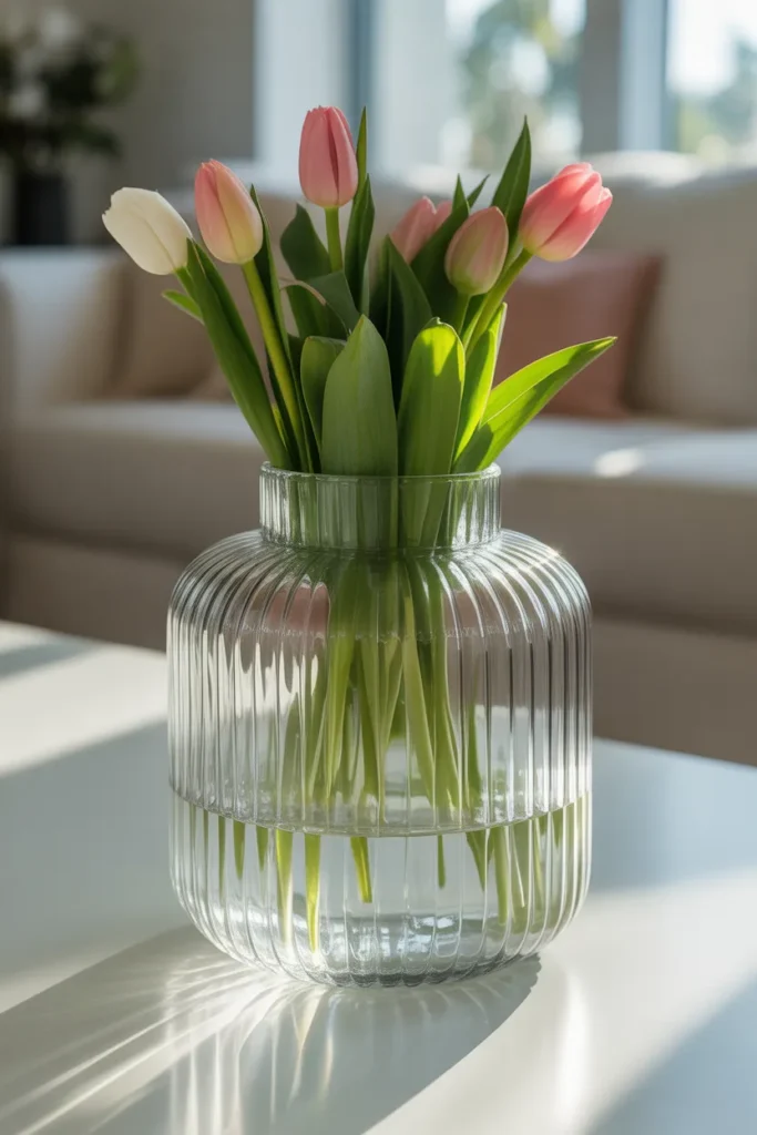 Ribbed Glass Vase