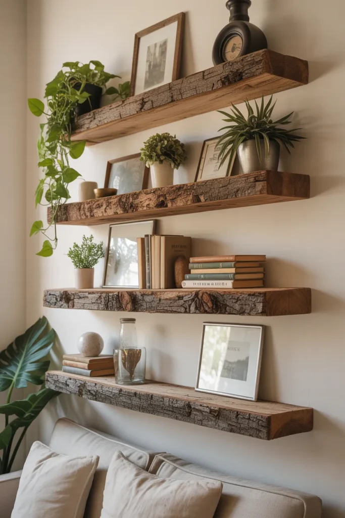 Wooden Beam Shelves