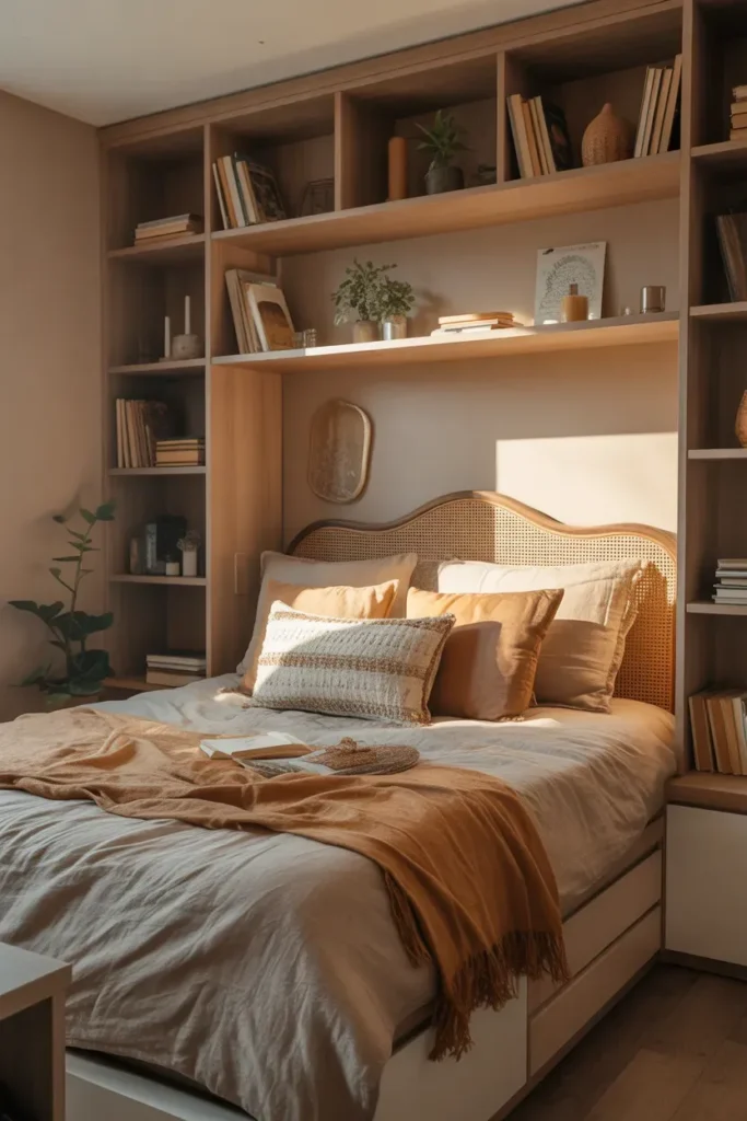 Bookcase Headboard Bed