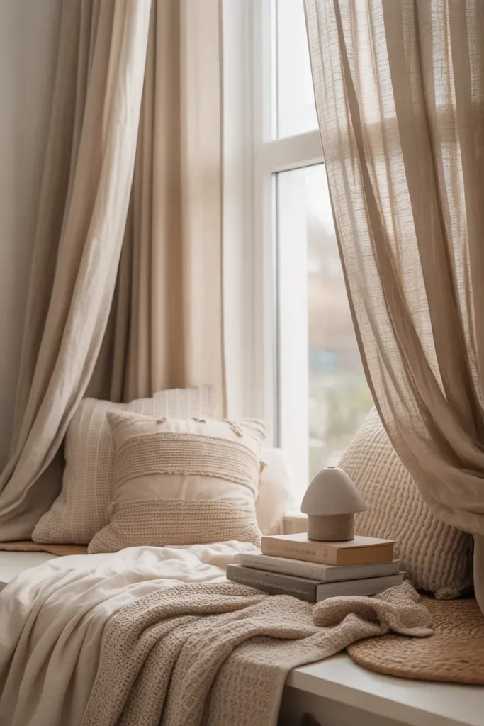 Curtain-Framed Window Seat