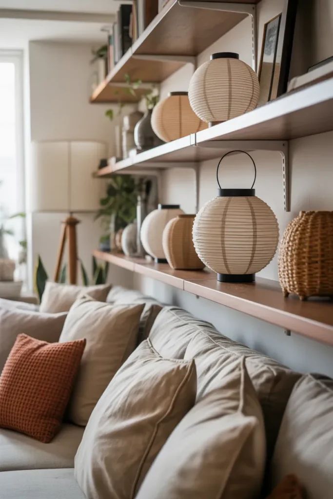 Floating Shelf Lanterns
