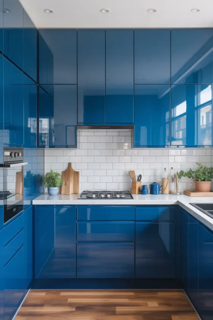 Glossy Blue Cabinets