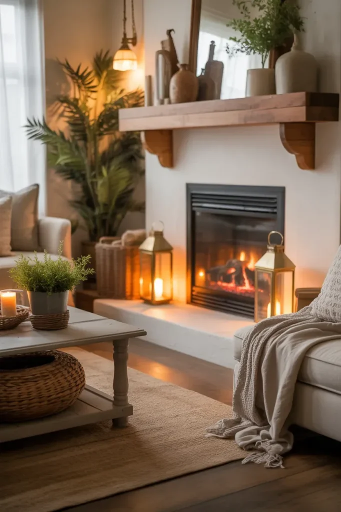 Lantern Fireplace Accents