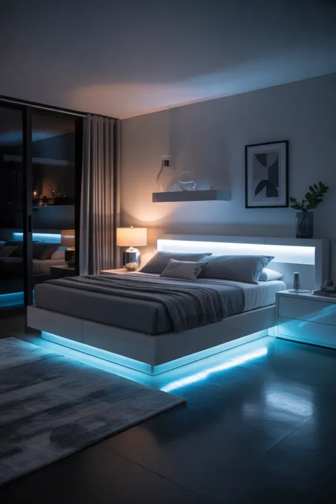 Modern LED Storage Bed