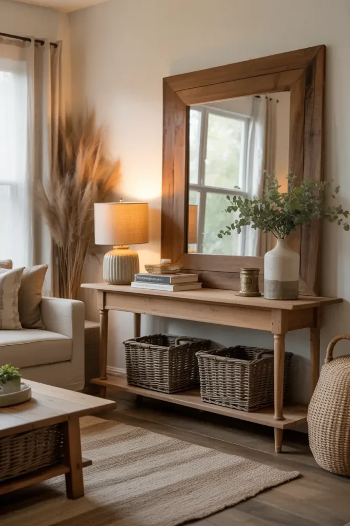 Rustic Wood Frame Mirror