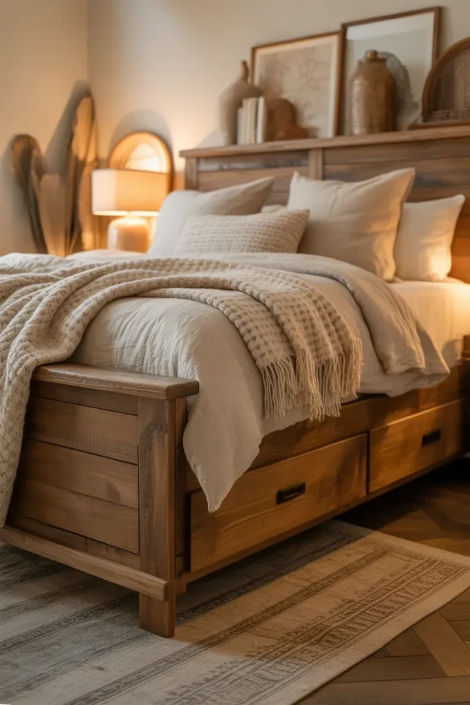 Rustic Wood Storage Bed