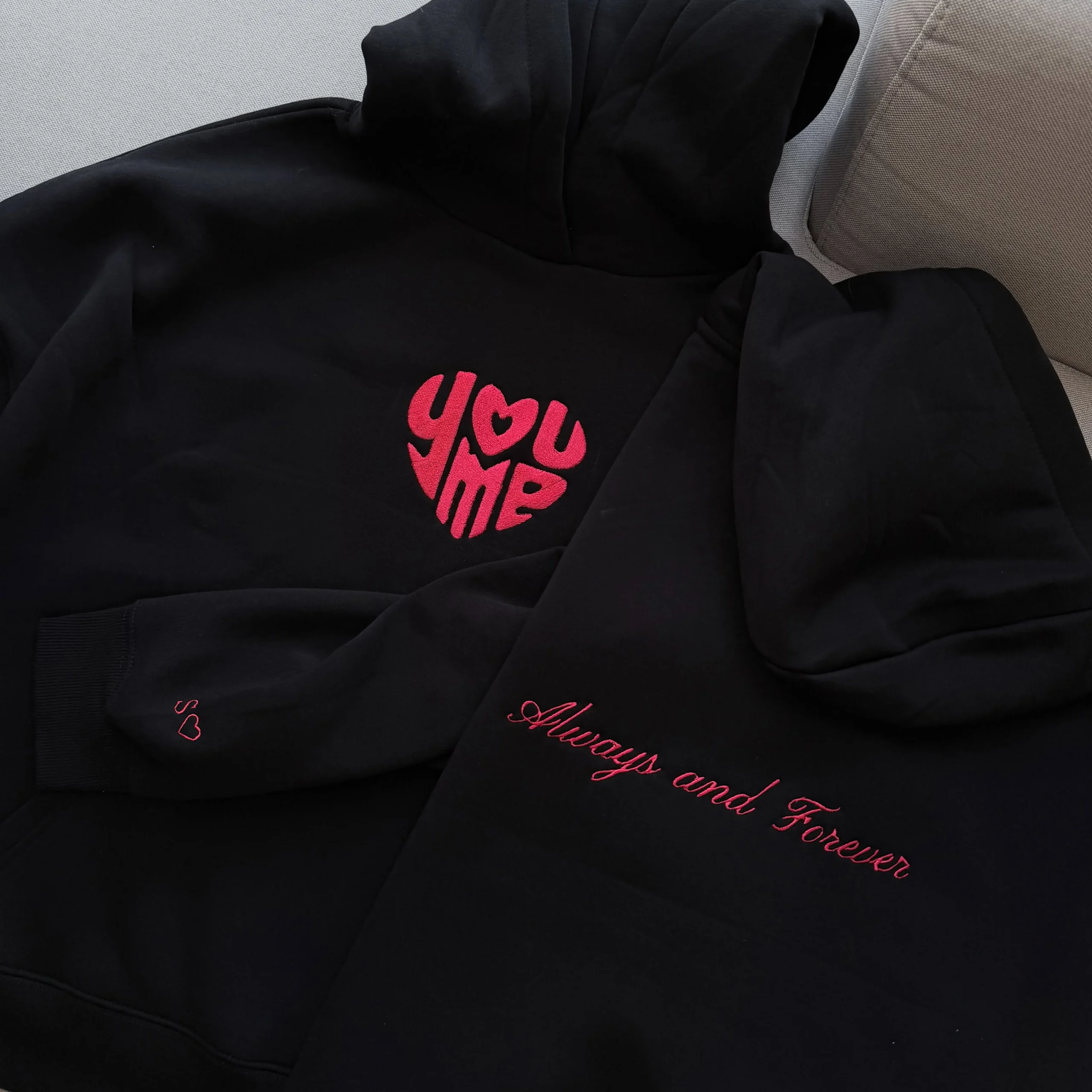 Embroidered Hoodie Sleeve Heart